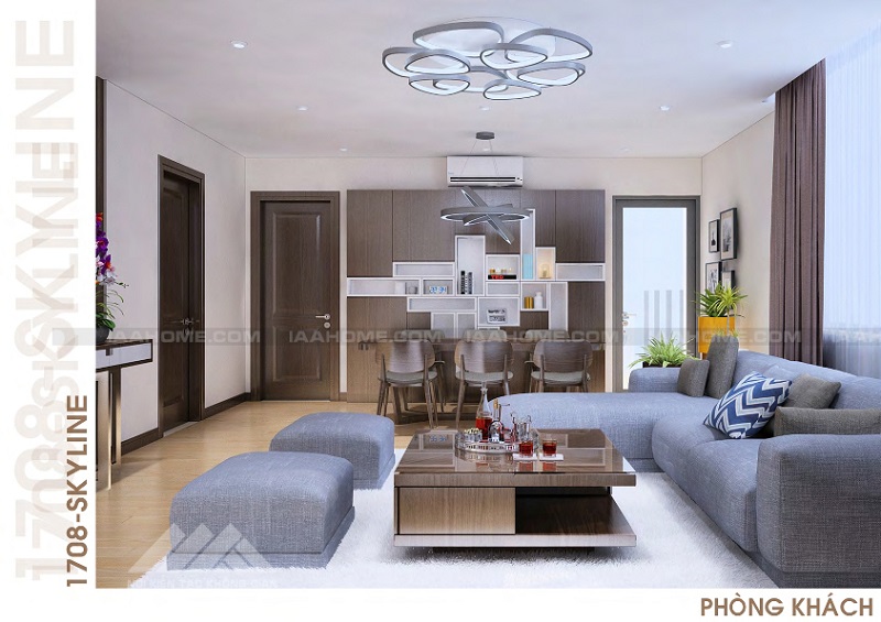 Căn hộ chung cư được thiết kế với tông màu gỗ nhẹ nhàng kết hợp màu trắng sứ